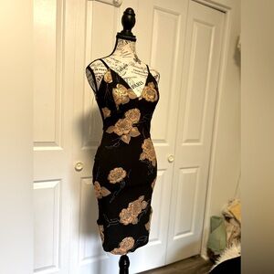 Sexy Tight Black & Metallic Copper Dress